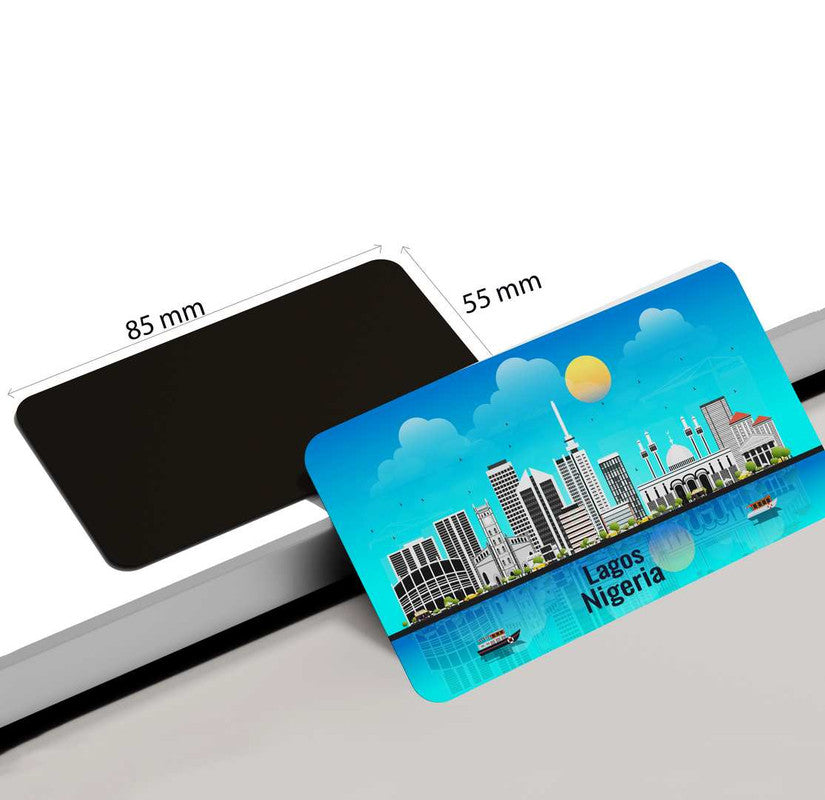 dhcrafts Rectangular Rubber Fridge Magnet / Magnetic Card Blue Nigeria Lagos Design Pack of 1 (8.6cm x 5.4cm)